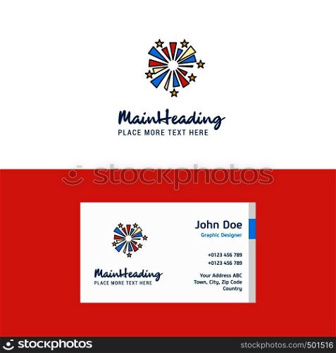 Flat Fireworks Logo and Visiting Card Template. Busienss Concept Logo Design