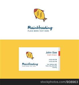 Flat Fish Logo and Visiting Card Template. Busienss Concept Logo Design