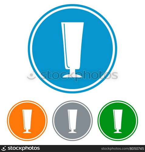 Flat flute glass for beer. Flat flute glass for beer icons set vector