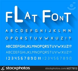 Flat font with long shadow. Vector illustration