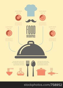 Flat Food Infographic Elements plus Icon Set. Vector.