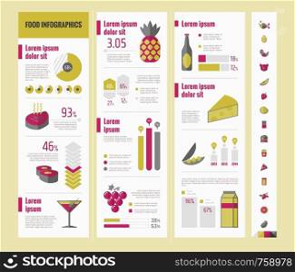 Flat Food Infographic Elements plus Icon Set. Vector.