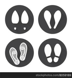 Flat footprint icons set. Flat footprint icons set with shadows vector