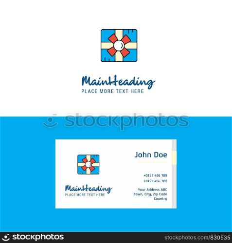 Flat Giftbox Logo and Visiting Card Template. Busienss Concept Logo Design