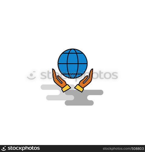 Flat Globe in hands Icon. Vector