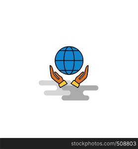 Flat Globe in hands Icon. Vector