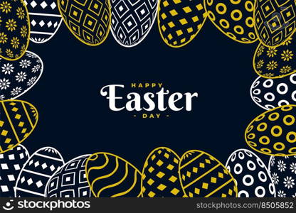 flat golden and black happy easter card design