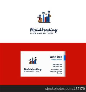 Flat Graph rising Logo and Visiting Card Template. Busienss Concept Logo Design