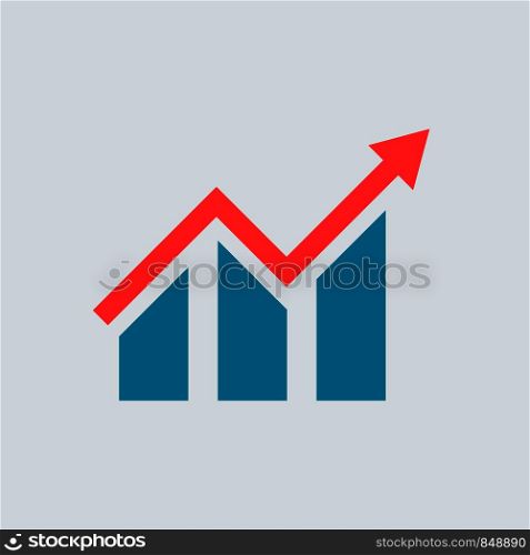 Flat growing graph. Bar chart. Business concept. Vector icon. Flat growing graph. Bar chart. Vector icon