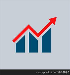 Flat growing graph. Bar chart. Business concept. Vector icon. Flat growing graph. Bar chart. Vector icon