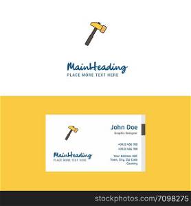 Flat Hammer Logo and Visiting Card Template. Busienss Concept Logo Design