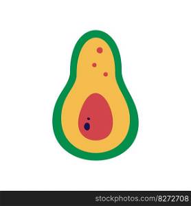 Flat hand drawn vector illustration of a mexican food. Fresh healthy avocado