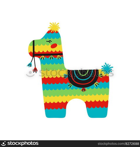 Flat hand drawn vector illustration of a mexican lama pinata