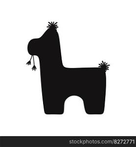 Flat hand drawn vector silhouette illustration of a mexican lama pinata