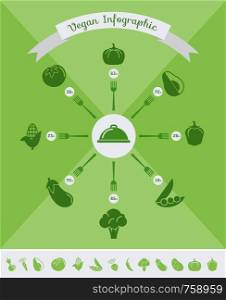 Flat Healthy Food Infographic Elements. Icon Set. Vector.