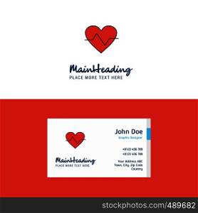 Flat Heart beat Logo and Visiting Card Template. Busienss Concept Logo Design