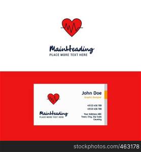 Flat Heart ecg Logo and Visiting Card Template. Busienss Concept Logo Design