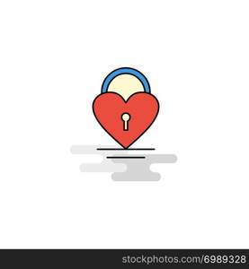 Flat Heart lock Icon. Vector