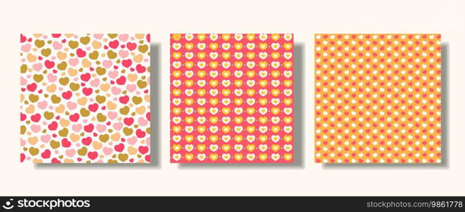 Flat heart pattern set, hand-drawn style used for fabric, textile, banner, cover, card, print, background and decorative wallpaper