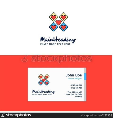 Flat Hearts blocks Logo and Visiting Card Template. Busienss Concept Logo Design
