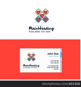 Flat Hearts blocks Logo and Visiting Card Template. Busienss Concept Logo Design