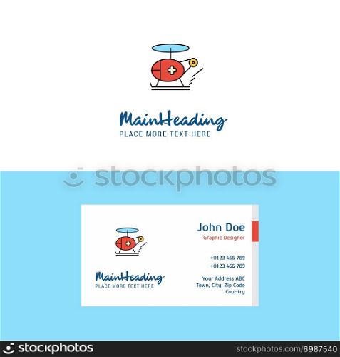 Flat Helicopter ambulance Logo and Visiting Card Template. Busienss Concept Logo Design