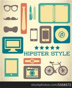 Flat hipster set of web elements vector illustration