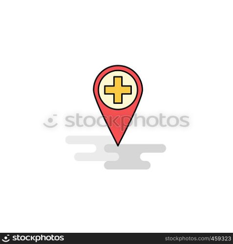 Flat Hospital location Icon. Vector