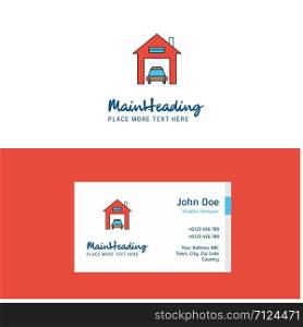 Flat House garage Logo and Visiting Card Template. Busienss Concept Logo Design