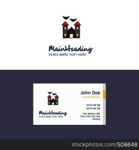 Flat Hunted house Logo and Visiting Card Template. Busienss Concept Logo Design