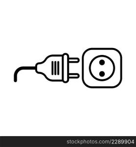 Flat icon in black and white power socket.