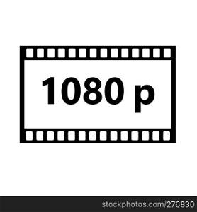 Flat icon of 1080p hd video on white background. 1080p hd video sign.
