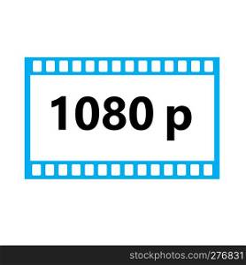 Flat icon of 1080p hd video on white background. 1080p hd video sign.