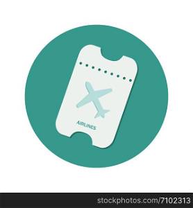 Flat icon of air ticket with shadow travel symbol vacation plane simple.