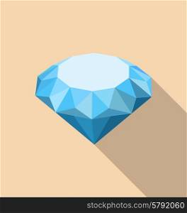 Flat Icon of Diamond with Long Shadow. Illustration Flat Icon of Diamond with Long Shadow - Vector