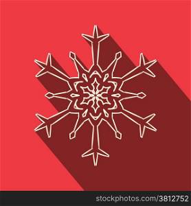 Flat icon of filigree christmas snowflake with long shadow