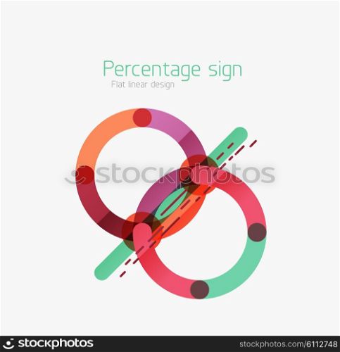 Flat icon of percentage sign.. Flat icon of percentage sign. Linear outline style made of overlapping multicolored line elements