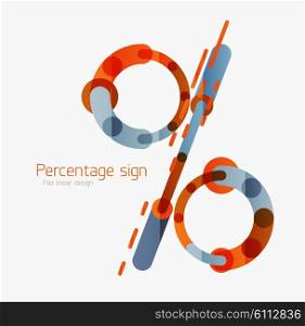 Flat icon of percentage sign.. Flat icon of percentage sign. Linear outline style made of overlapping multicolored line elements
