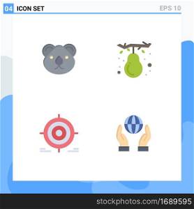 Flat Icon Pack of 4 Universal Symbols of animal, target, kangaroo, fall, darts Editable Vector Design Elements