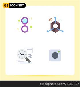 Flat Icon Pack of 4 Universal Symbols of bathroom, search, solid, development, time Editable Vector Design Elements