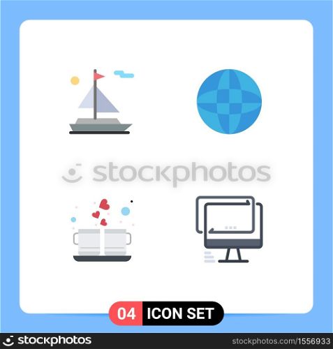 Flat Icon Pack of 4 Universal Symbols of beach, drink, arrow, coffee, computer Editable Vector Design Elements