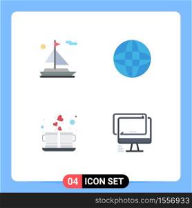 Flat Icon Pack of 4 Universal Symbols of beach, drink, arrow, coffee, computer Editable Vector Design Elements