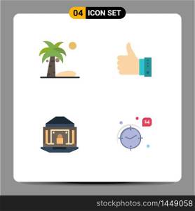 Flat Icon Pack of 4 Universal Symbols of beach, up, summer, gesture, bank Editable Vector Design Elements