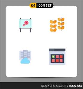 Flat Icon Pack of 4 Universal Symbols of board, data, plant, growth, web Editable Vector Design Elements