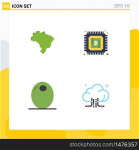 Flat Icon Pack of 4 Universal Symbols of brazil, vegetable, currency, filling, connection Editable Vector Design Elements