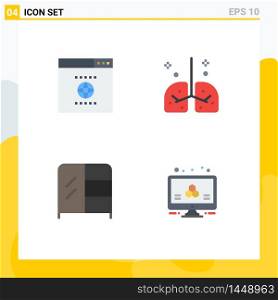 Flat Icon Pack of 4 Universal Symbols of browser, interior, health, medical, atom Editable Vector Design Elements