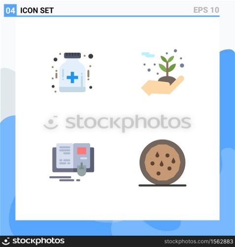 Flat Icon Pack of 4 Universal Symbols of care, education, hospital, flowers, mouse Editable Vector Design Elements