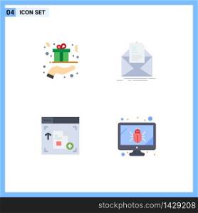 Flat Icon Pack of 4 Universal Symbols of christmas, briefing, hand, contract, web Editable Vector Design Elements