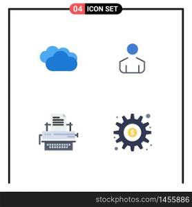Flat Icon Pack of 4 Universal Symbols of cloud raining, type, rainy weather, person, paper Editable Vector Design Elements