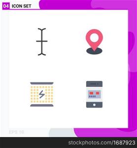 Flat Icon Pack of 4 Universal Symbols of cursor, electromagnetic, map, charge, bank Editable Vector Design Elements